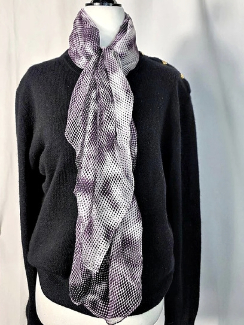 J Brand Purple & Black Printed Silk Scarf